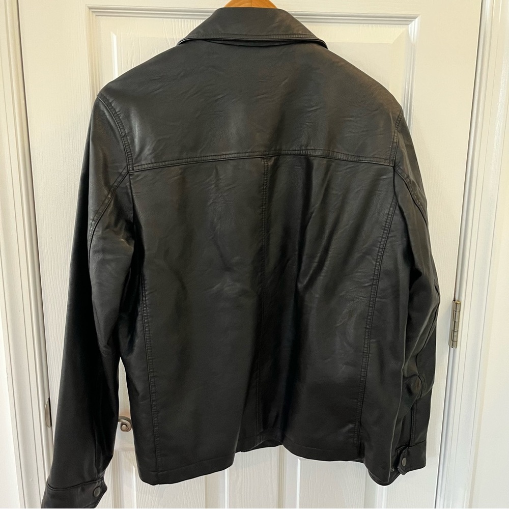 Cozy Dockers Bomber Moto Racing Jacket Faux Leather Brown Quilted Lining Size L - Picture 2 of 14